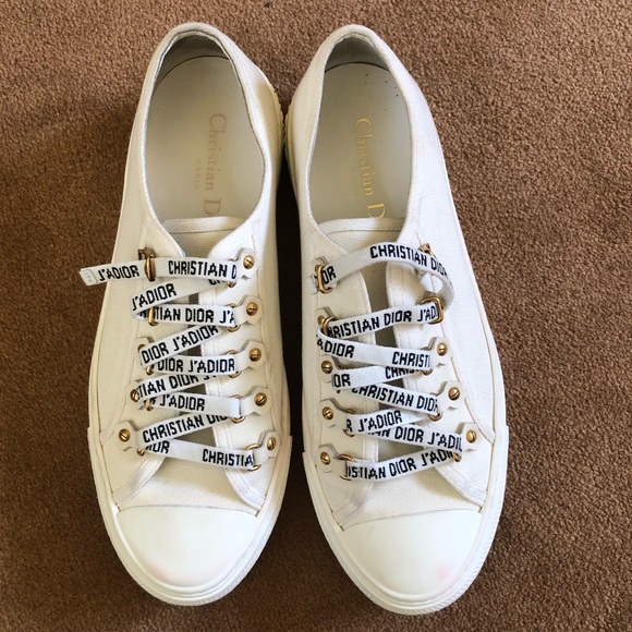 dior white canvas sneakers